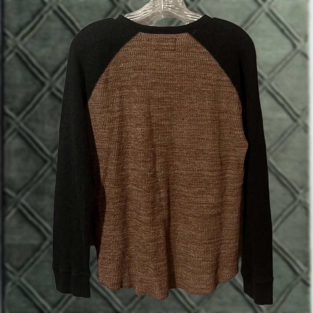 Express Express Mens Waffle Knit Shirt Sz Med L/S black brown 841 Size US M / EU 48-50 / 2 - 1 Thumbnail