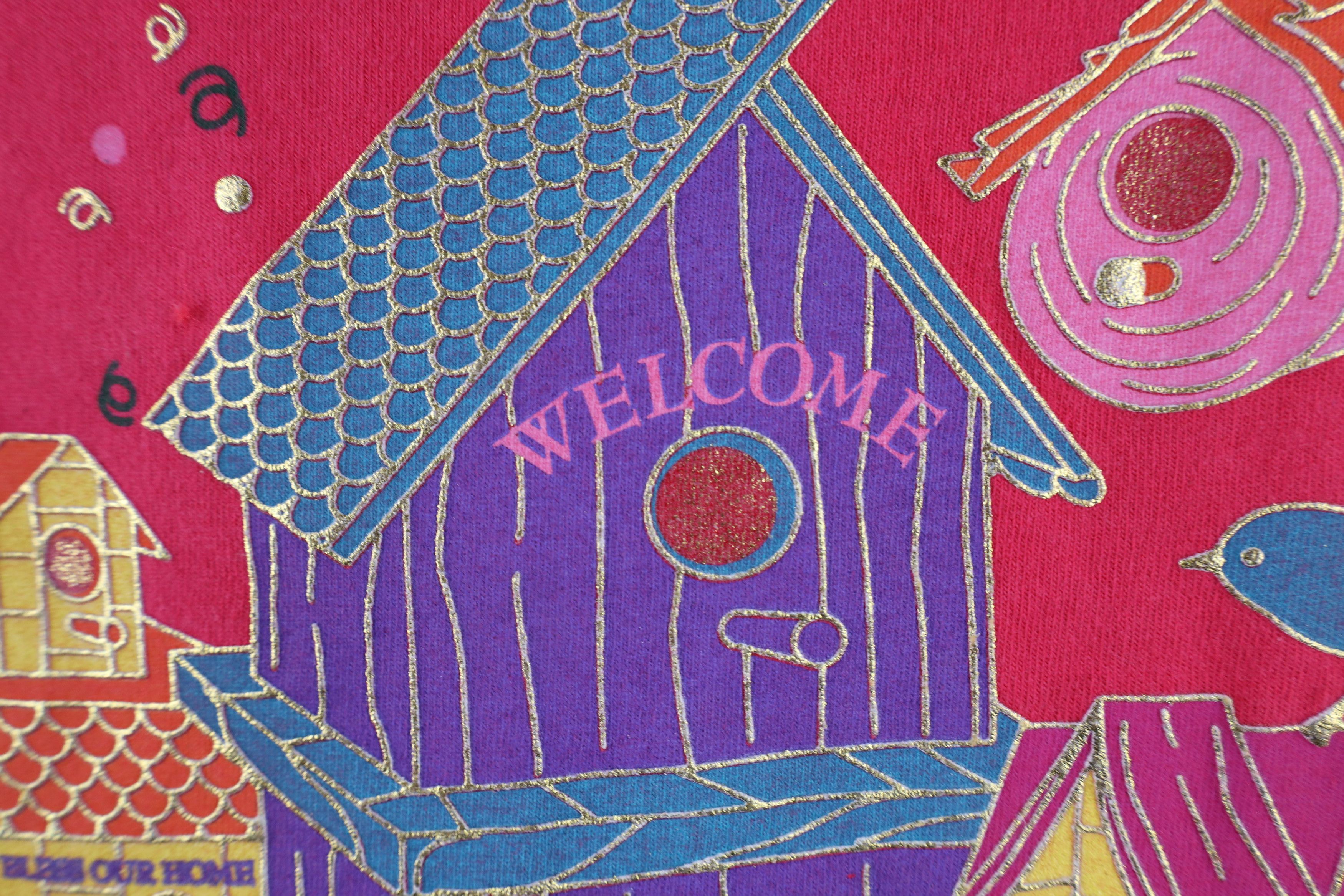 Vintage Vintage 90s Streetwear Flower Birdhouse T-Shirt Pink Size L / US 10 / IT 46 - 5 Thumbnail