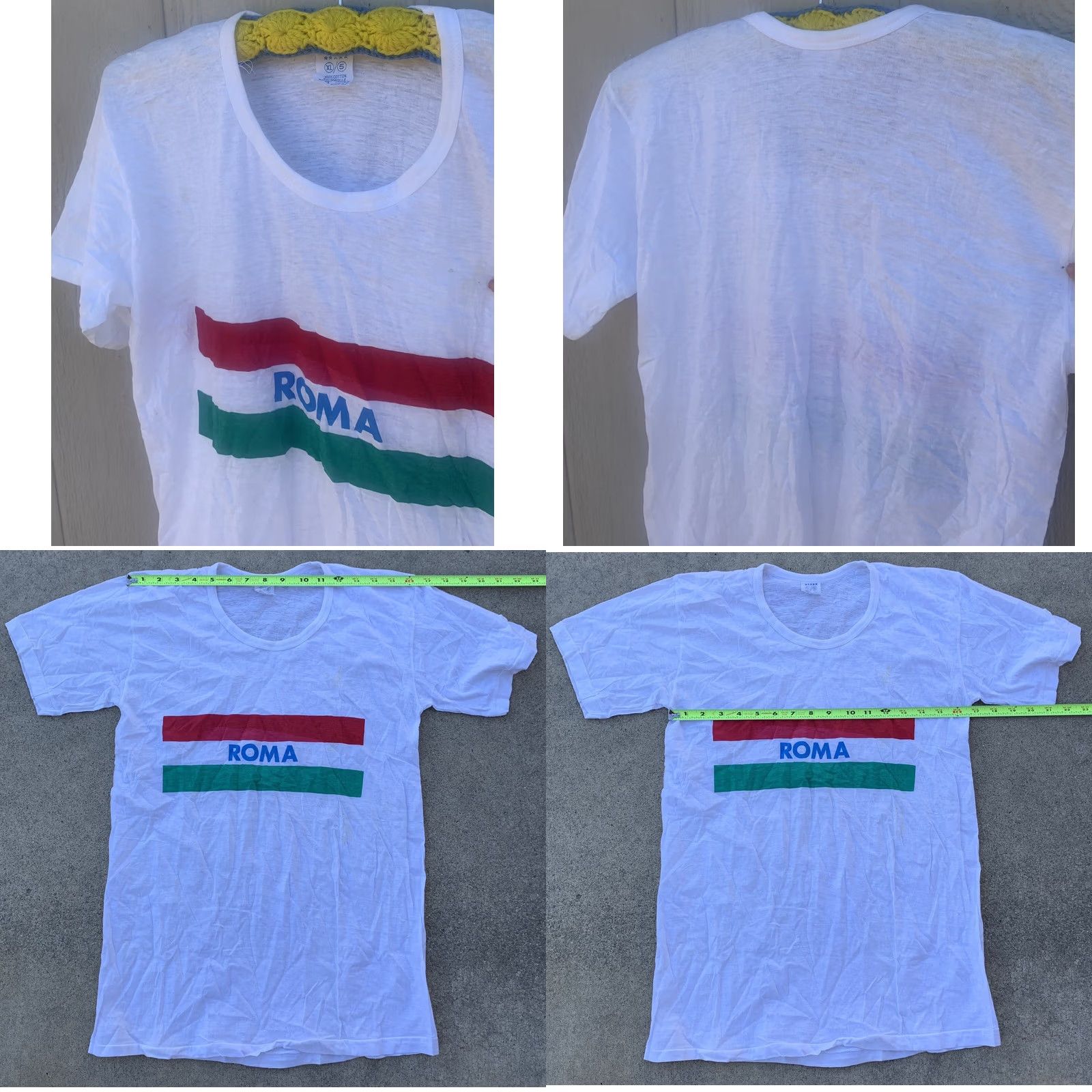 Vintage VINTAGE Roma T-Shirt Short Sleeve White 100% Cotton XL Mens Italy Rome Single Stich Thin 5 Stars On It Size US XL / EU 56 / 4 - 8 Thumbnail