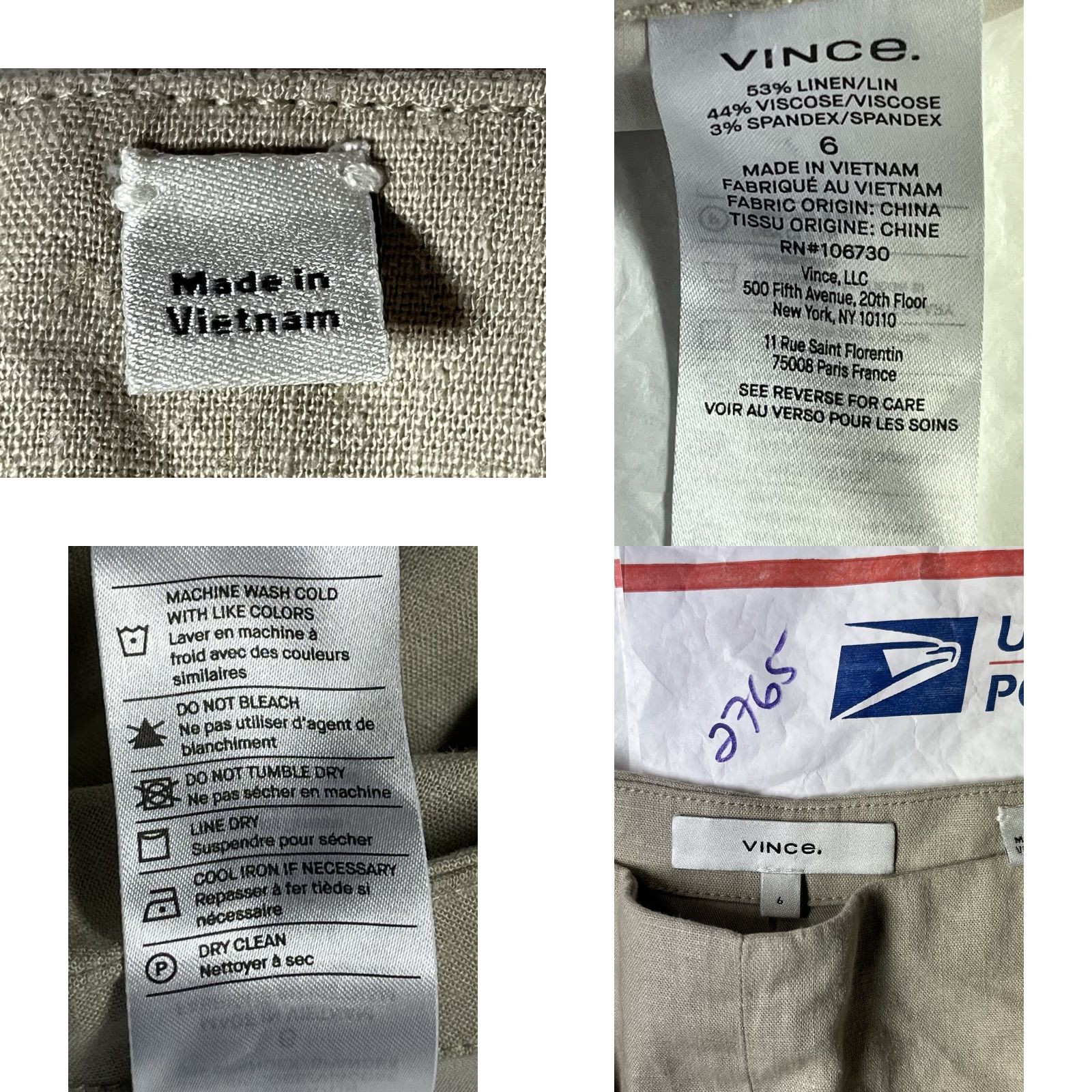Vince Vince Wide-Leg Cropped Linen Blend Pants Beige Size 6 Women Regular Pockets Comfort Size 28" / US 6 / IT 42 - 8 Thumbnail