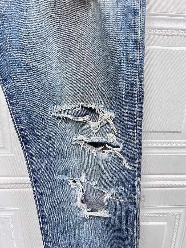 Saint Laurent Paris Saint Laurent Paris Blue Ripped Washed Denim Jeans i Size US 33 - 6 Thumbnail