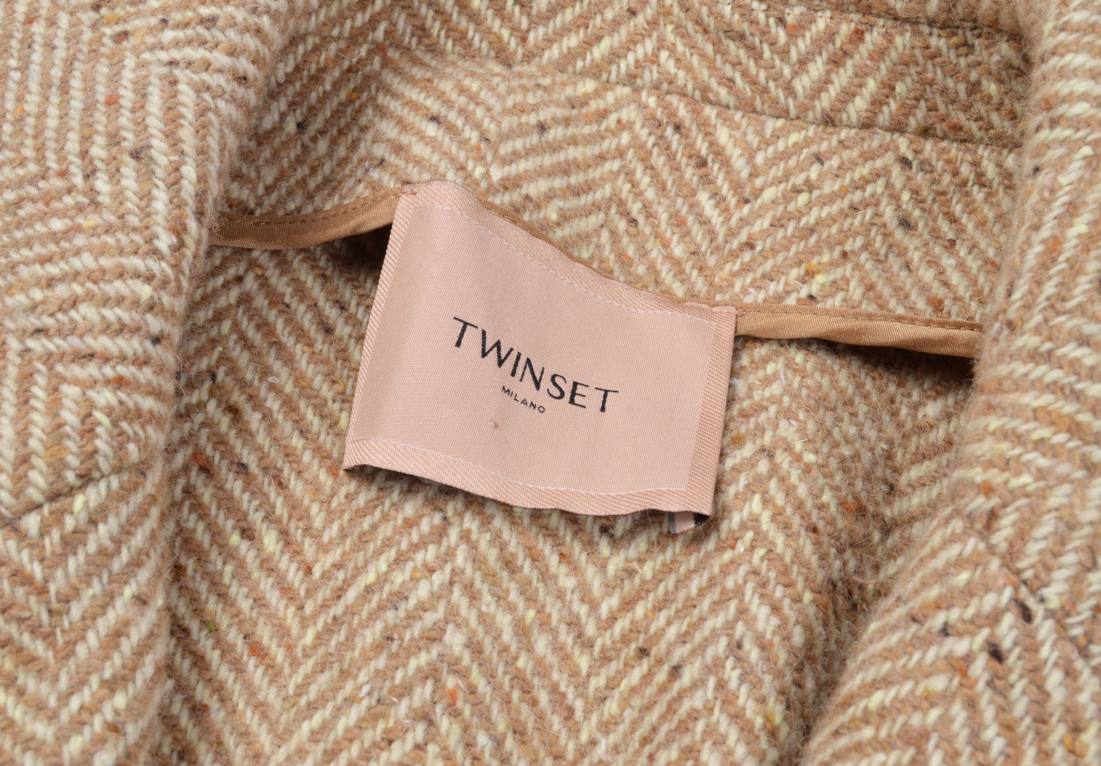 TWINSET Twinset Simona Barbieri Wool Blend Fringe Hem Oversized Coat Size L / US 10 / IT 46 - 9 Thumbnail
