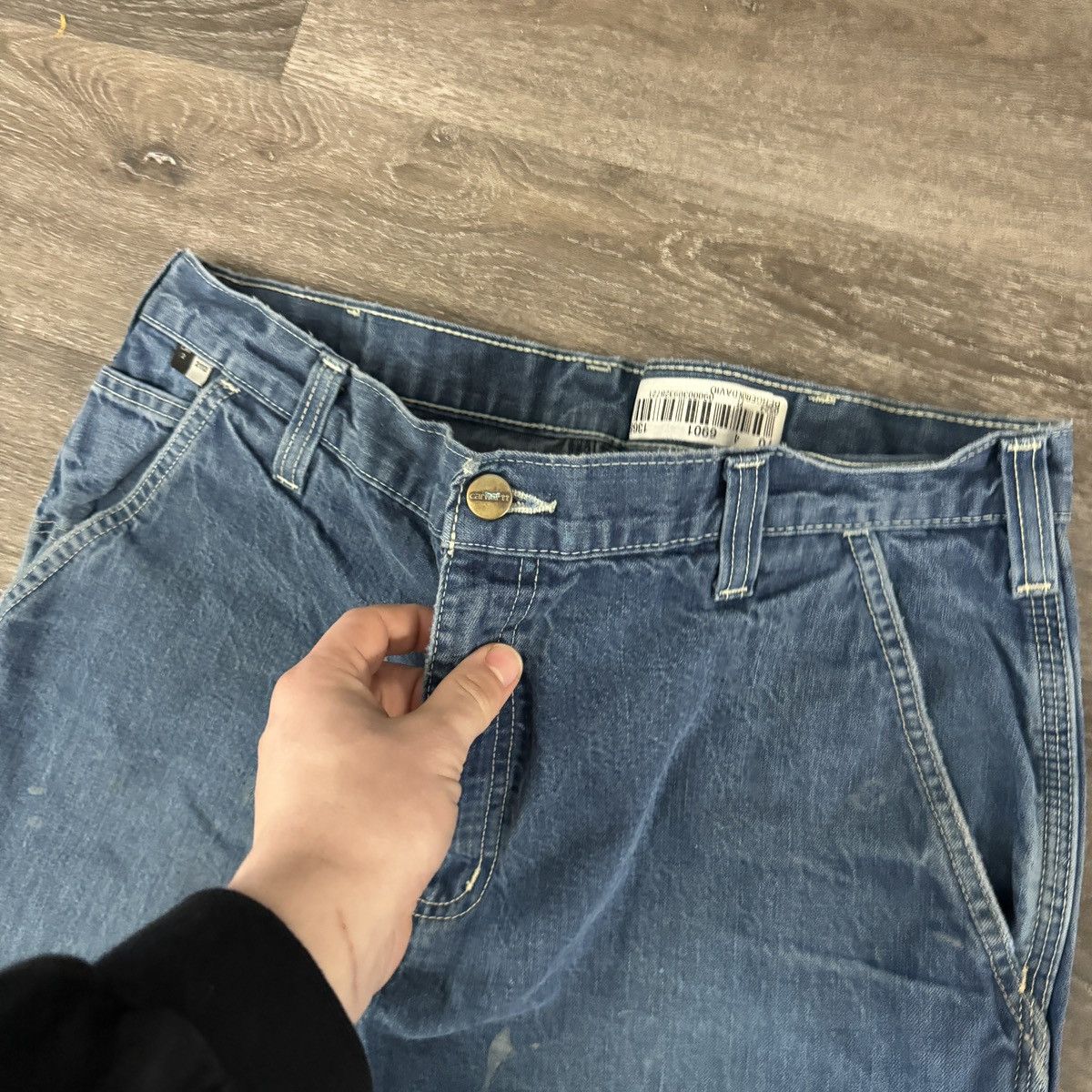 Carhartt × Vintage Vintage Y2K Carhartt painted and worn carpenter jeans Size US 34 / EU 50 - 4 Thumbnail