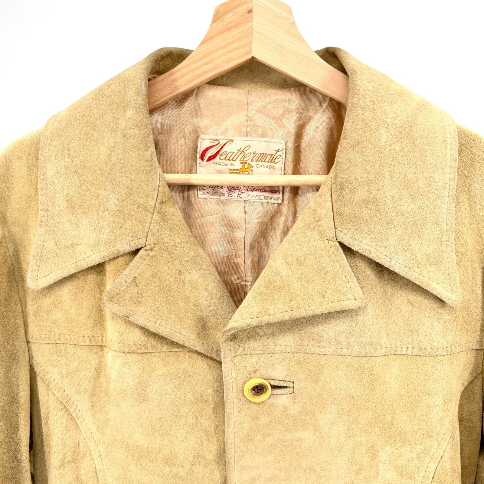 Vintage Vintage 70s Weathermate Camel Genuine Suede Leather Jacket Size US M / EU 48-50 / 2 - 2 Thumbnail