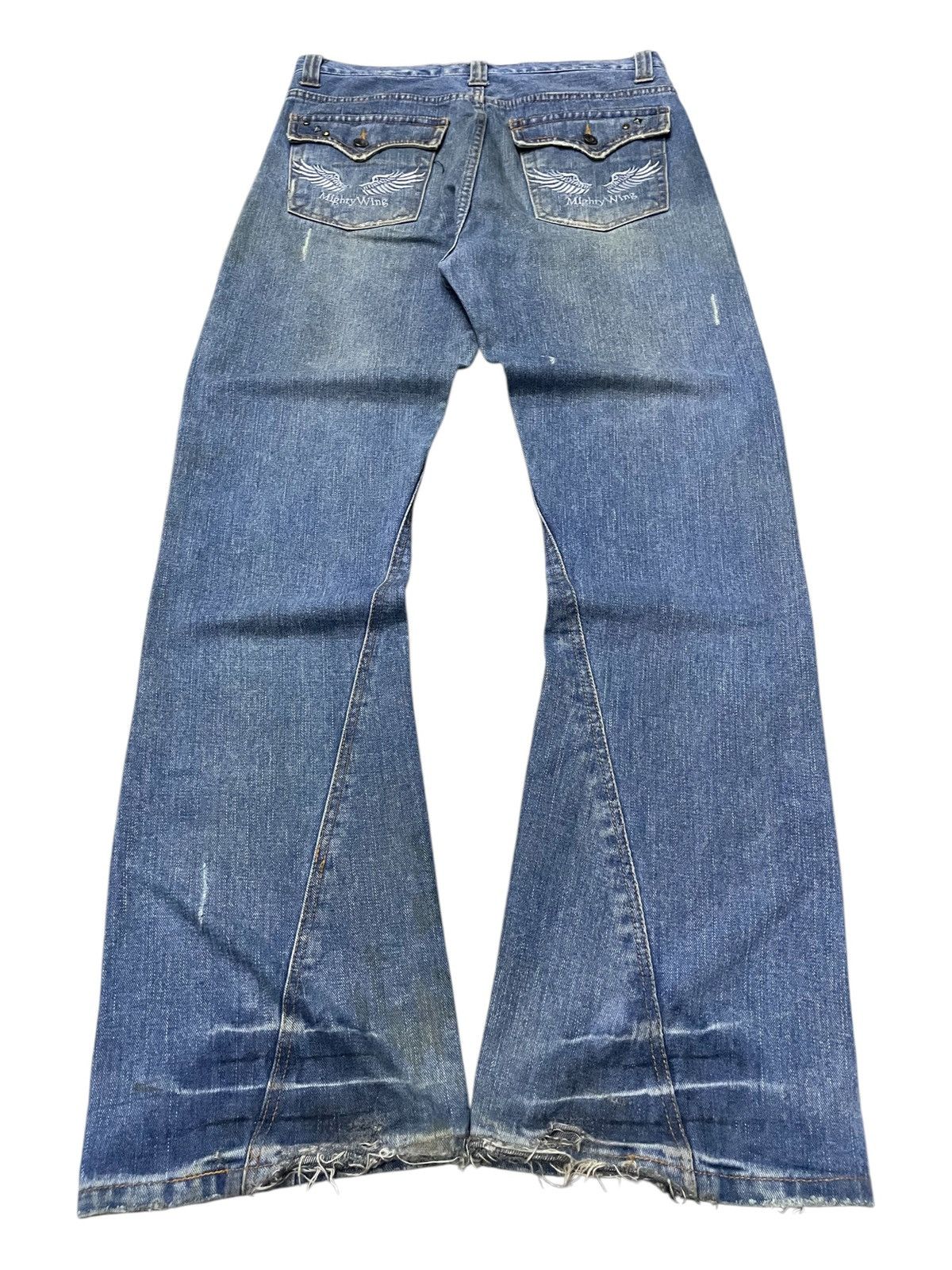 Japanese Brand × Le Grande Bleu (L.G.B.) × Tornado Mart Nylaus Japan Spiral Flare Studded Rhinestones Muddy Jeans Size US 32 / EU 48 - 2 Thumbnail