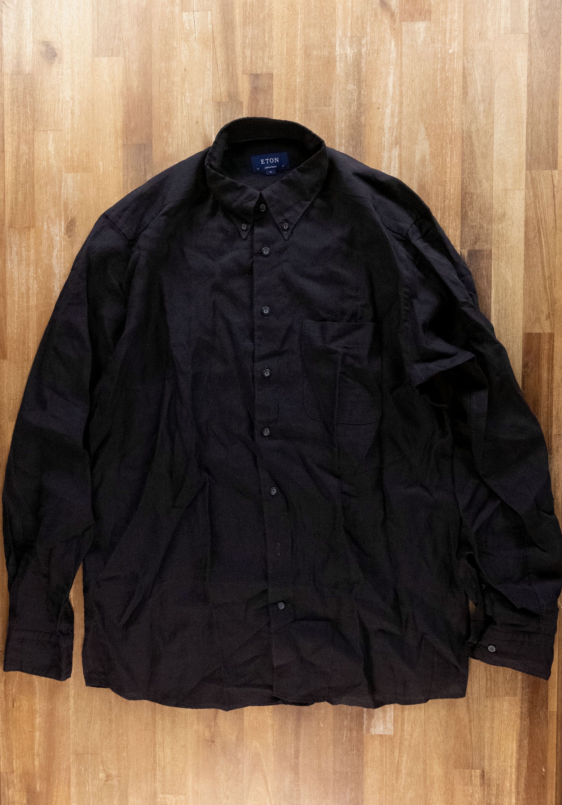 Eton ETON of Sweden contemporary fit black linen shirt 43 XL Size US XL / EU 56 / 4 - 4 Thumbnail