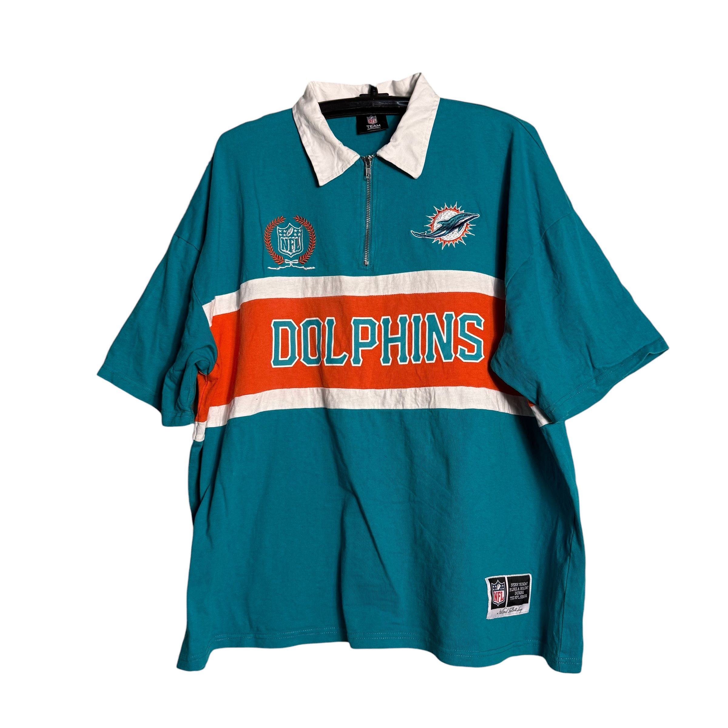 NFL 🔥RARE🔥Vintage Miami Dolphins NFL Team Half Zip Polo Shirt Size US L / EU 52-54 / 3 - 1 Thumbnail
