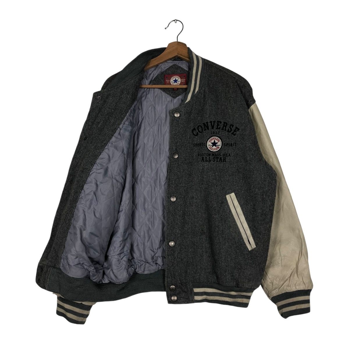 Japanese Brand 🔥VINTAGE JUMPER VARSITY LEATHER JACKET CONVERSE ALL STAR USA Size US L / EU 52-54 / 3 - 11 Thumbnail