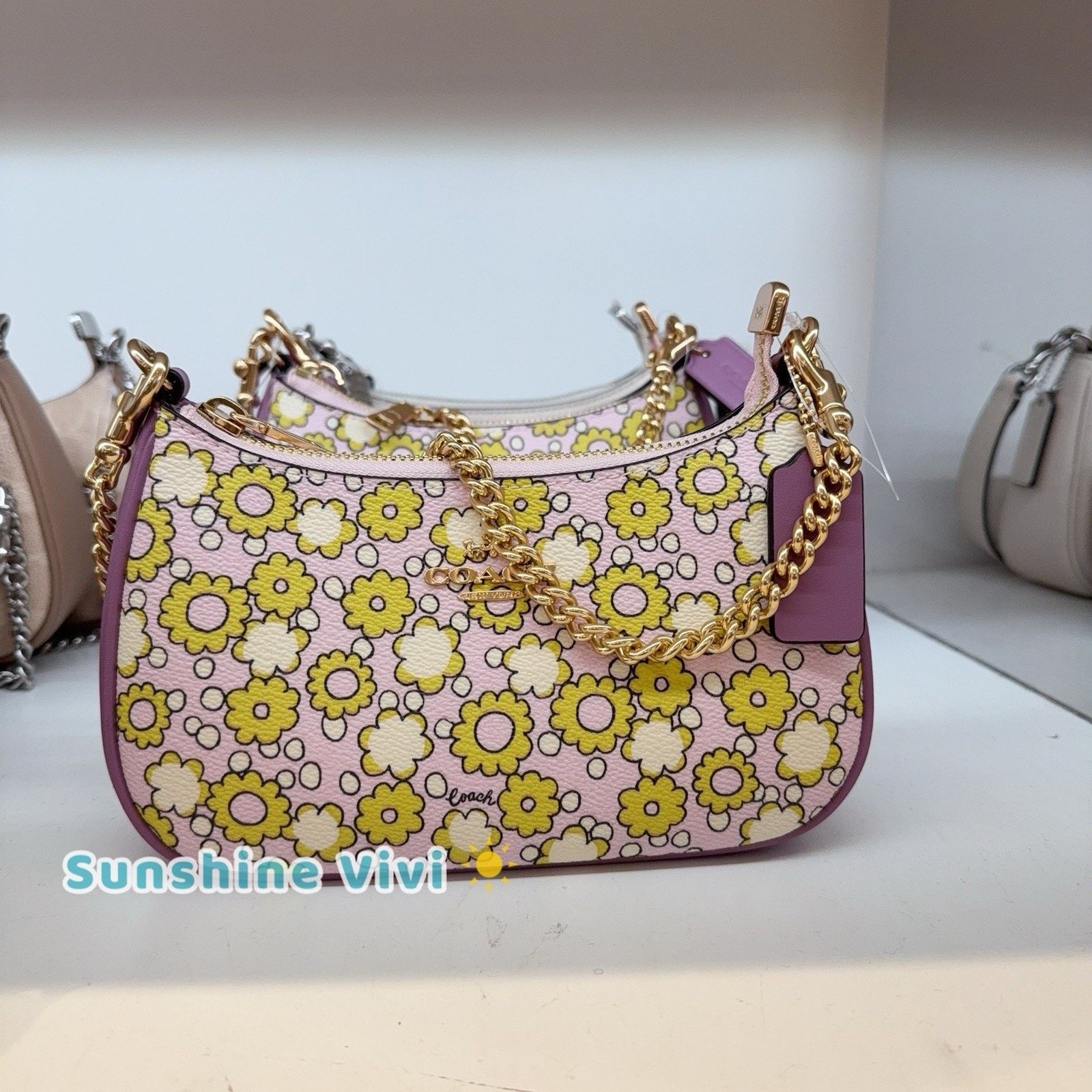 Coach NWT Coach Teri Mini Crossbody Bag Floral Print CBG64 Lilac Size ONE SIZE - 1 Thumbnail