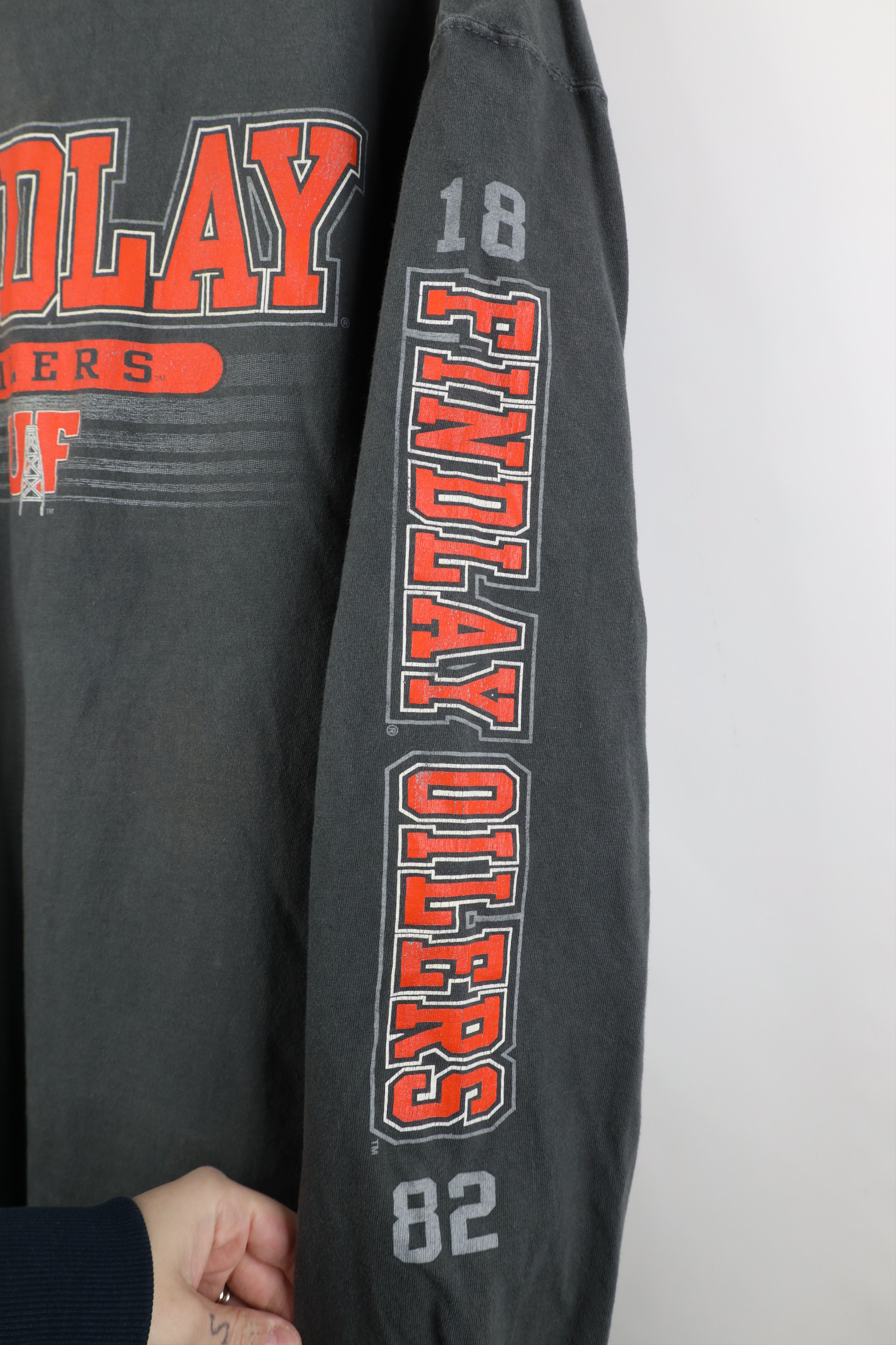 Vintage Vintage 90s University of Findlay Long Sleeve T-Shirt Gray Size US XXL / EU 58 / 5 - 4 Thumbnail