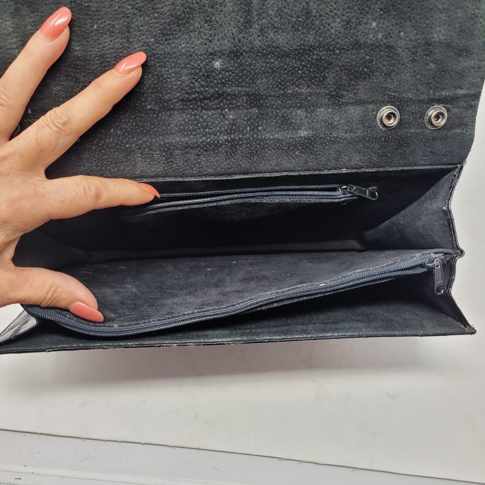 Vintage Vintage Womens Genuine Eel Skin Convertible Clutch Black Kor Size ONE SIZE - 16 Thumbnail