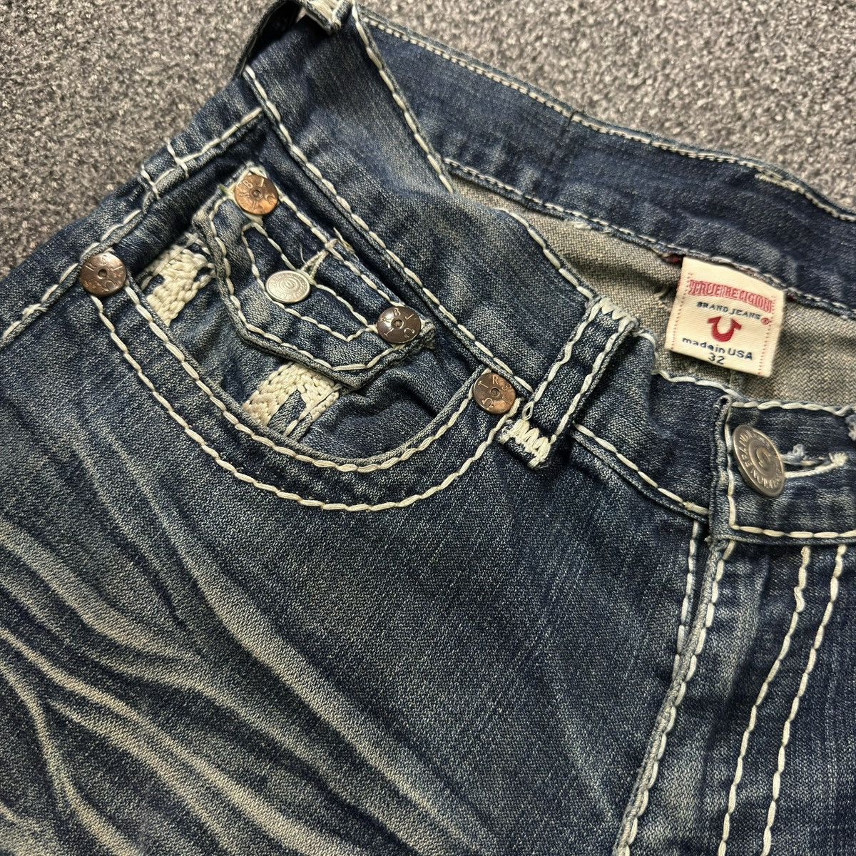 Hysteric Glamour Vintage Y2K True Religion Joey Whisker Distressed Denim Size US 32 / EU 48 - 13 Thumbnail