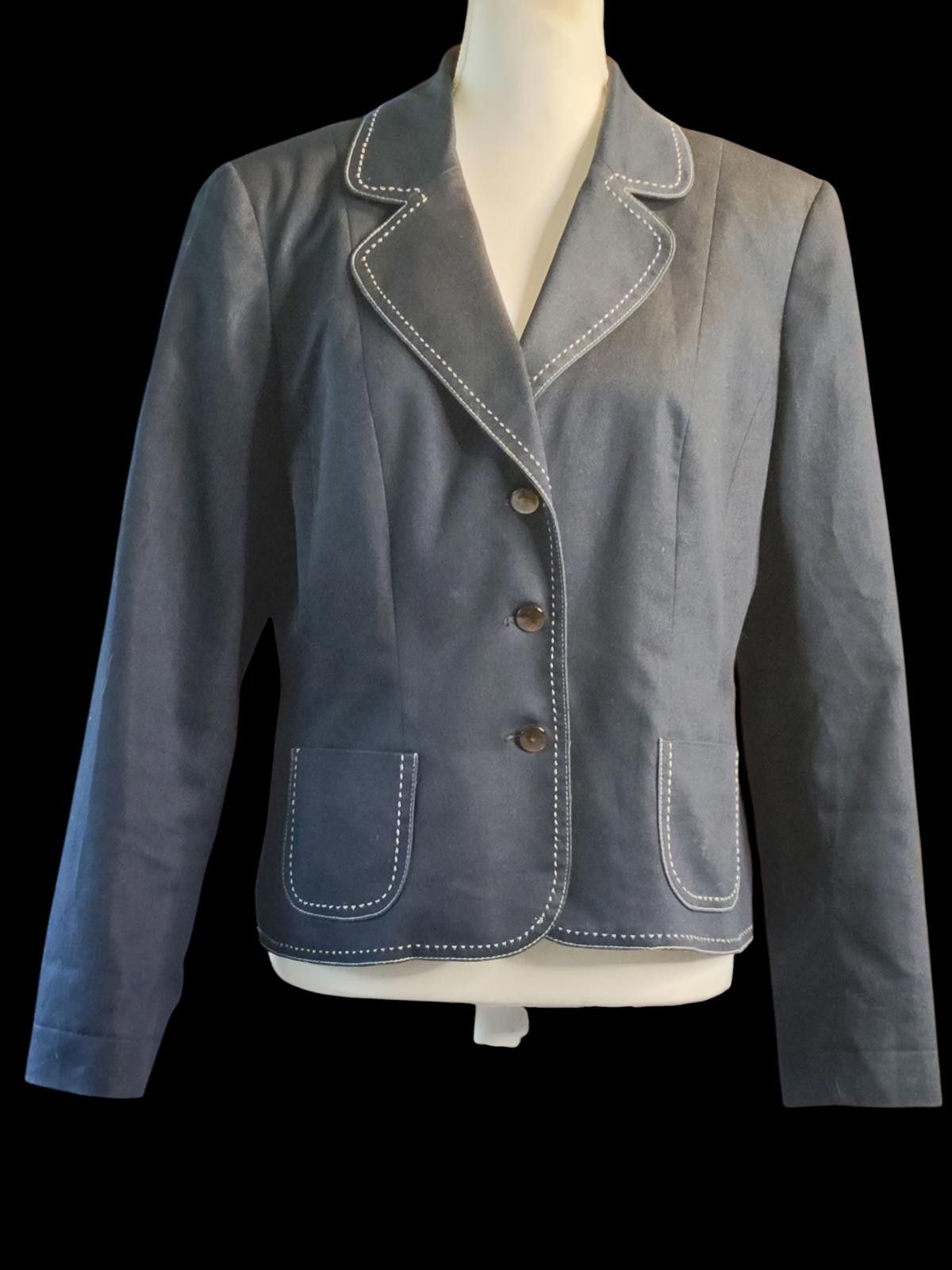 Isabel Marant Isabella Women's Navy Blue Blazer with Contrast Stitching Size XL / US 12-14 / IT 48-50 - 3 Thumbnail