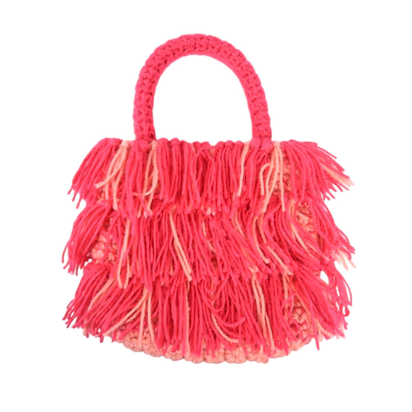 Pinko VINTAGE Y2K Pink Red Fringe Yarn Knit Handbag Purse Top Handle Bag Satchel/Top Handle Bag Small Womens Size S / US 4 / IT 40 - 2 Thumbnail