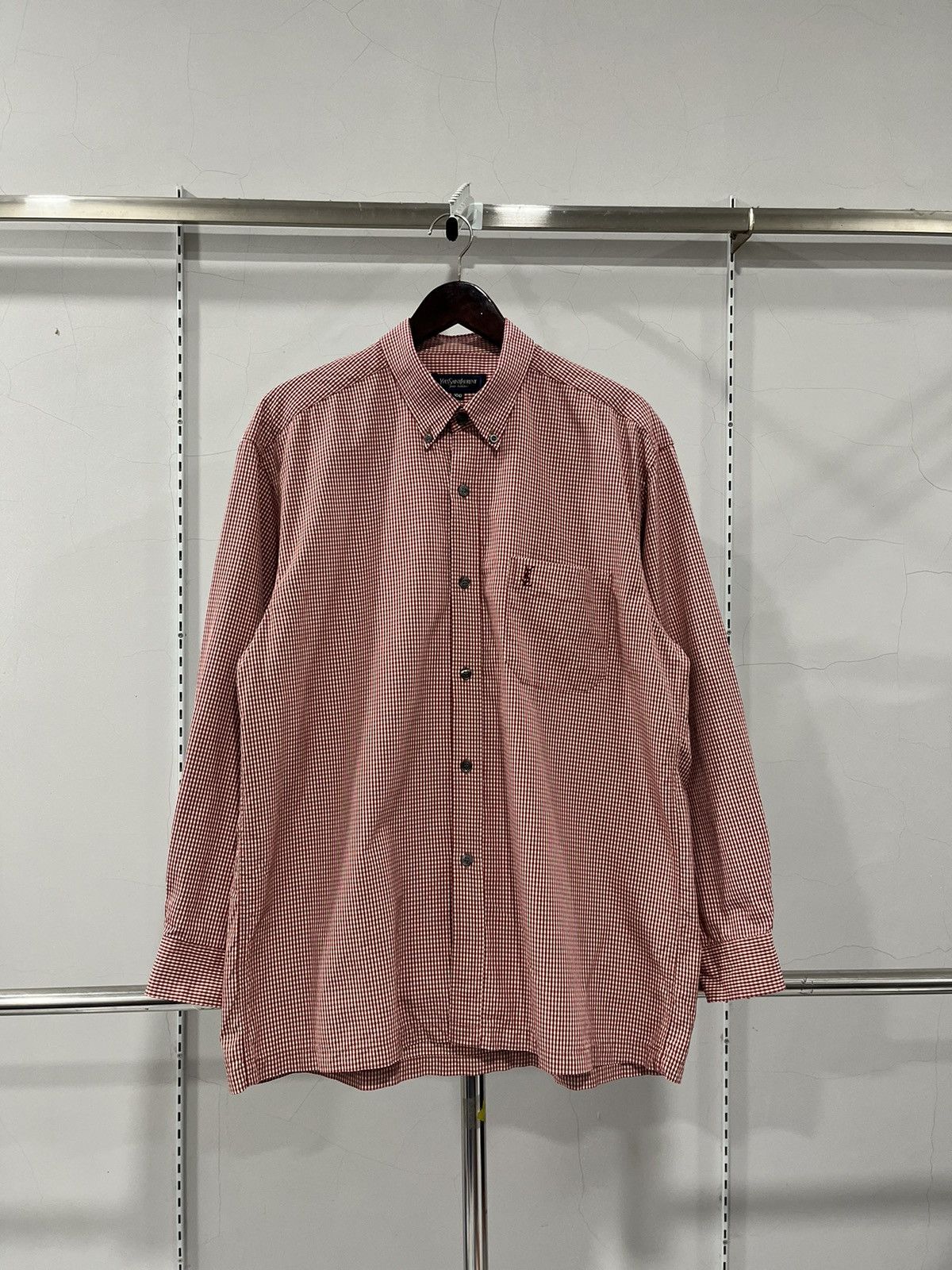 Vintage YvesSaintLaurent Pour Homme Check Button Up