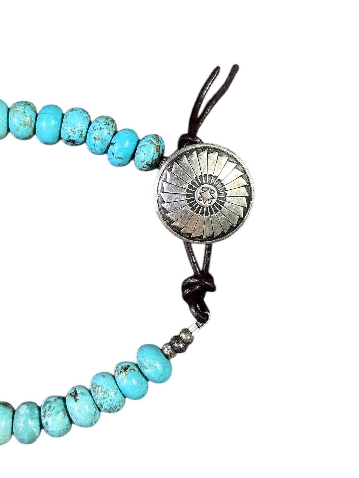 Vintage TURQUOISE WITH SILVER BEADS AND NAVAJO CONCHO CLASP BRACELET Size ONE SIZE - 7 Thumbnail