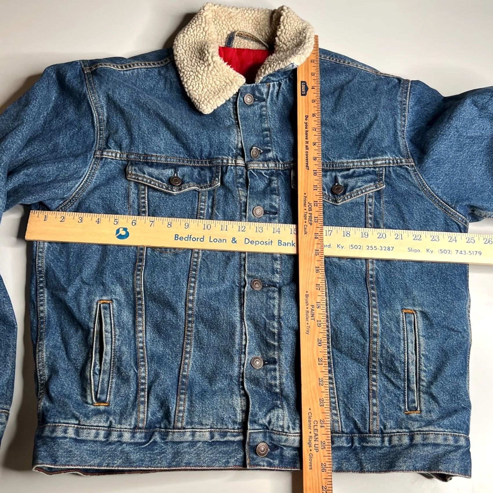 Levi's Levi’s Strauss Signature Sherpa Lined Denim Trucker Jacket Men’s L Blue Jean Red Size US 33 - 5 Thumbnail