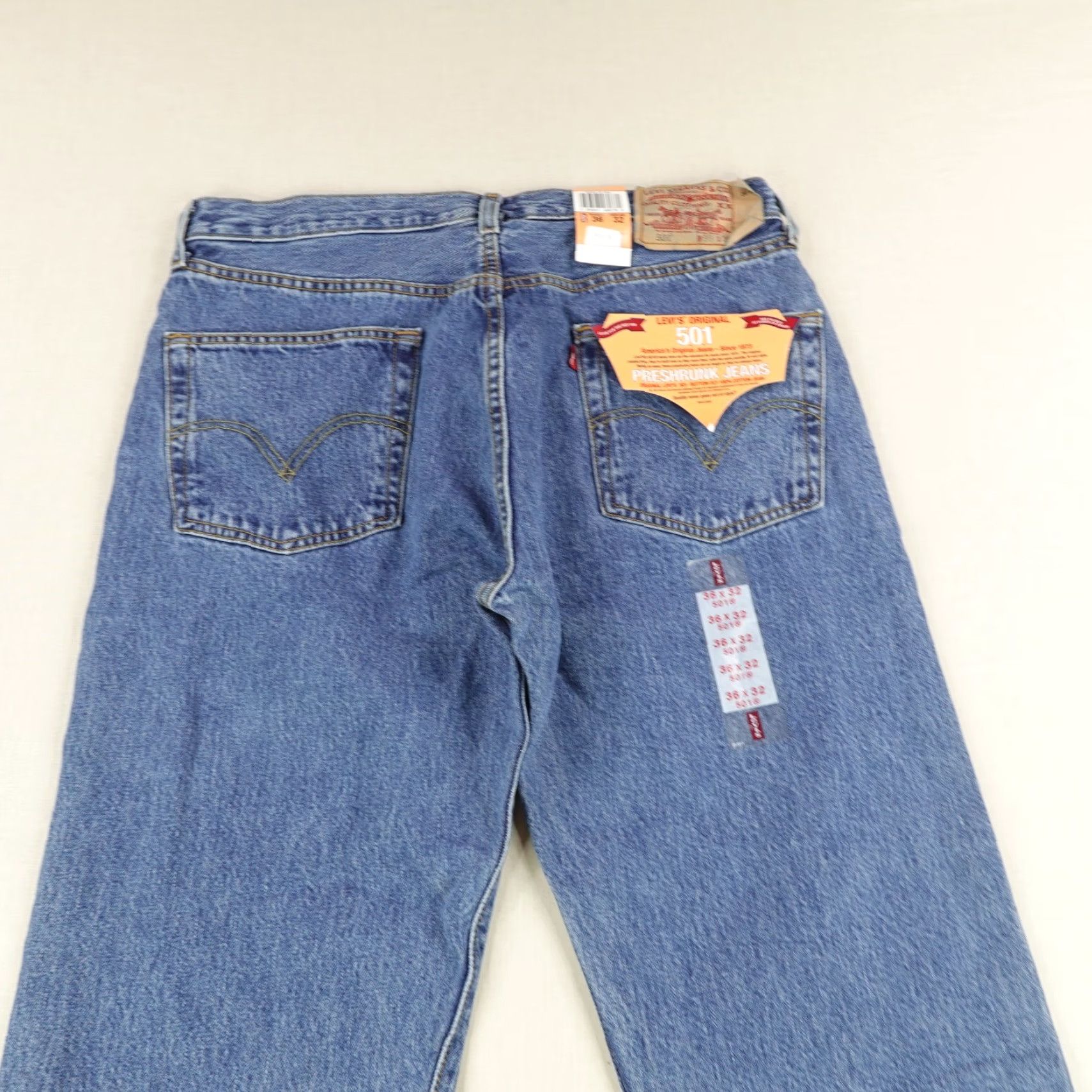 Levi's VINTAGE Levi's Jeans Mens 36x32 Straight Fit Cotton Denim Blue 501 Y2K Deadstock Size US 34 / EU 50 - 6 Thumbnail