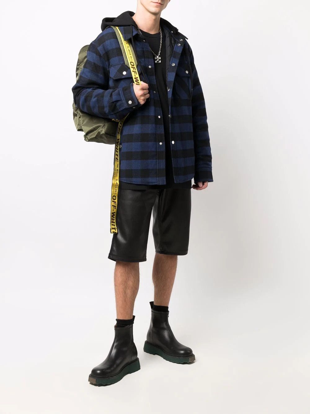 Off-White o1gr1nt0125 Arrow Padded Flannel Shirt in Black Blue Size US S / EU 44-46 / 1 - 2 Thumbnail