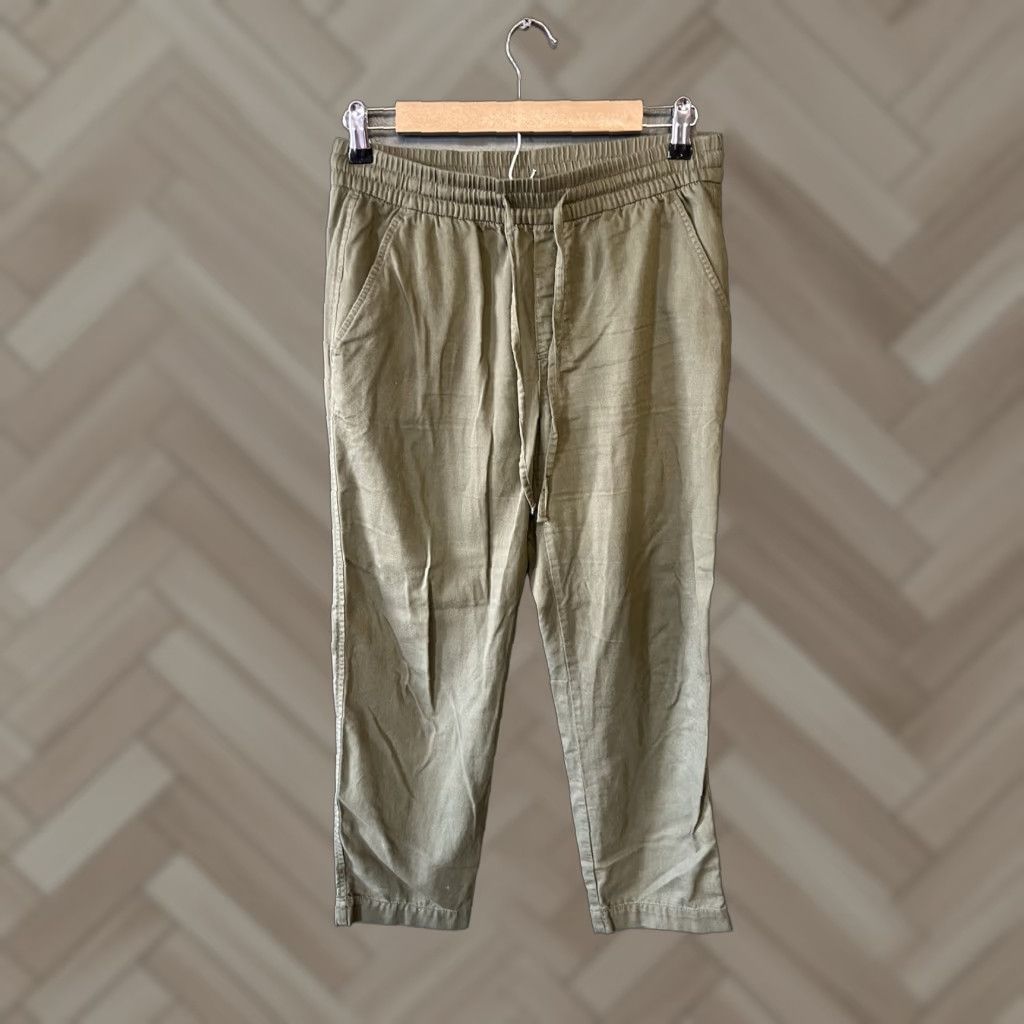 Gap Gap Pants Sage Green Women’s S Cotton Relaxed Drawstring Elastic Easy Care Pockets Ankle 26in Inseam Size 28" / US 6 / IT 42 - 1 Thumbnail