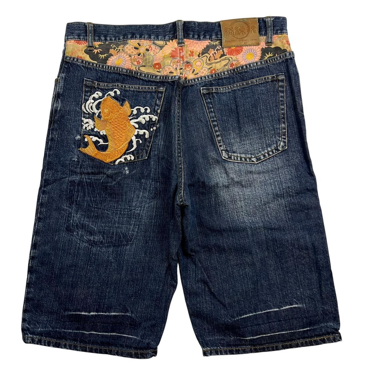 Karakuri Tamashii Karakuri Tamashii Embroidered Koi Japanese Shorts - Waist 37 Size US 37 - 2 Thumbnail