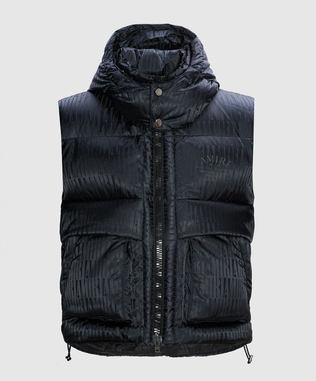 Amiri o1w1db10125 Monogram Jacquard Nylon Down Vest in Black Size US M / EU 48-50 / 2 - 1 Thumbnail