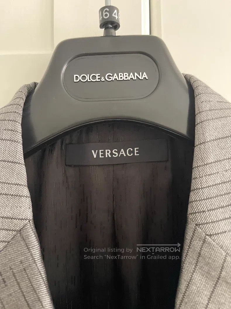 Versace Versace Silver-gray rainfiligree jacquard pattern suit Size 46S - 2 Thumbnail
