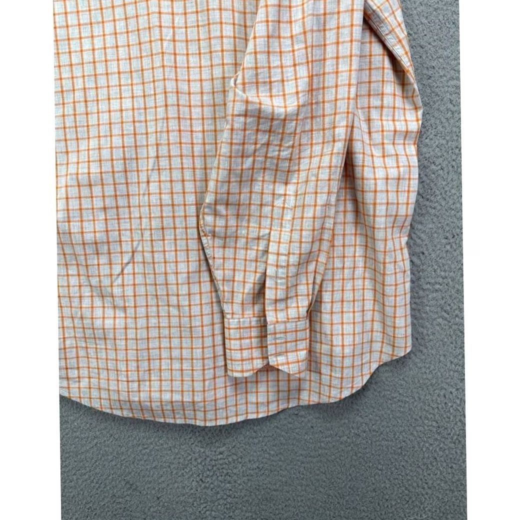 Vintage Thomas Dean Shirt Mens Large Orange Grid Check Plaid Button Down Long Sleeve Size US L / EU 52-54 / 3 - 6 Thumbnail