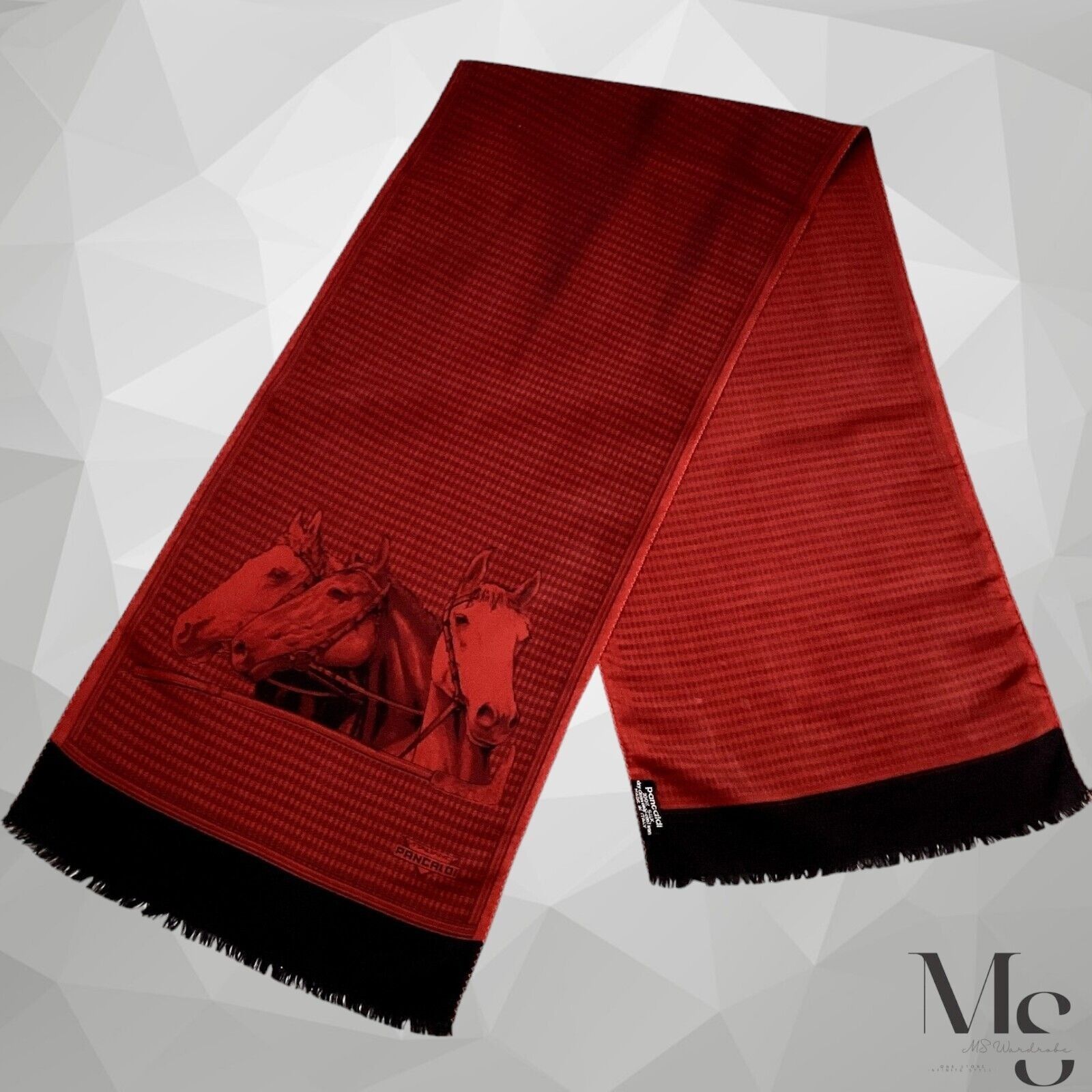 Vitaliano VITALIANO PANCALDI Red Horse Print Rectangle Silk Scarf Itl Size ONE SIZE - 1 Thumbnail