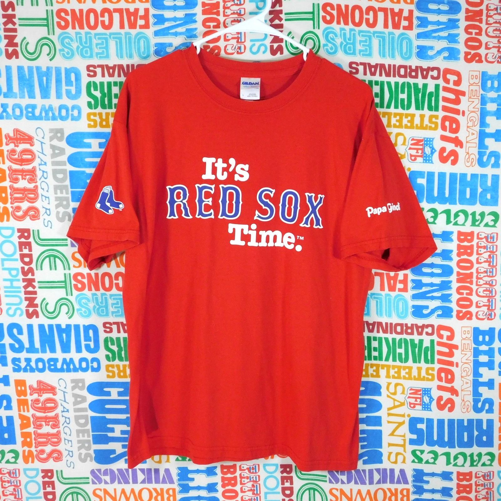 Gildan Boston Red Sox Its Papa Ginos Time Tee Size L Double Sided Size US L / EU 52-54 / 3 - 1 Thumbnail