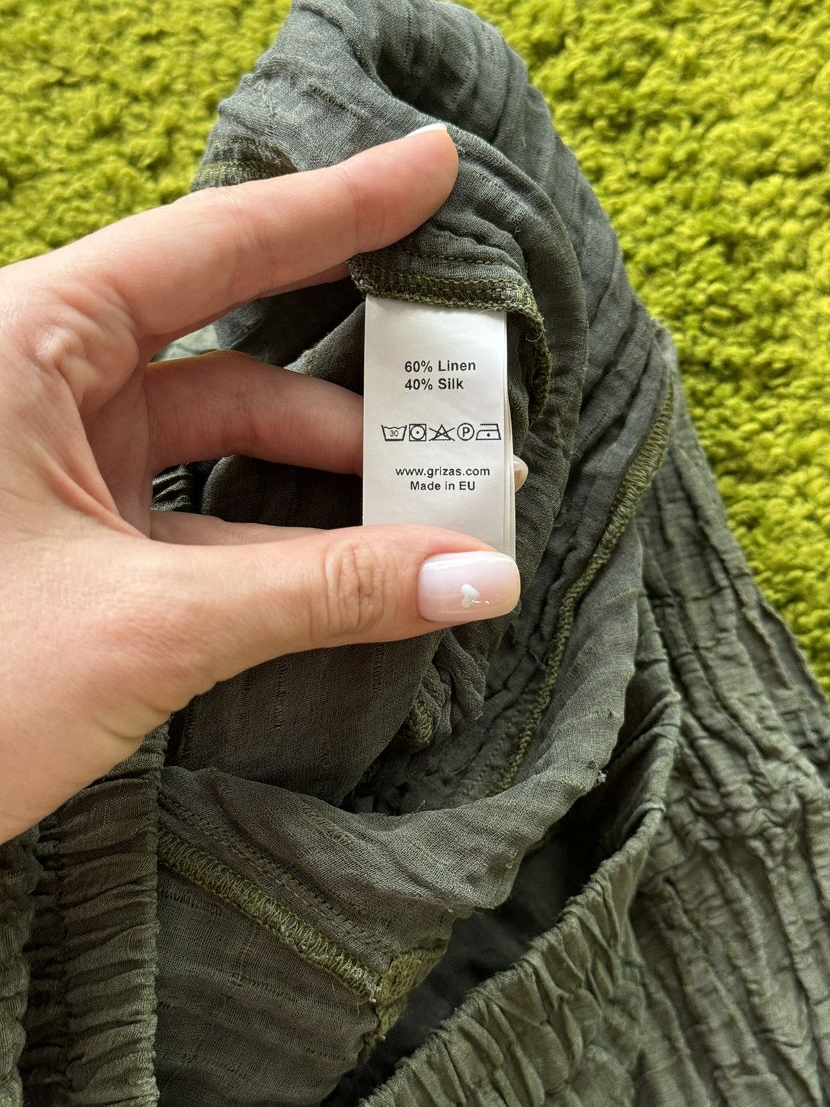 Grizas avant garde linen silk blend plisse wide leg pants