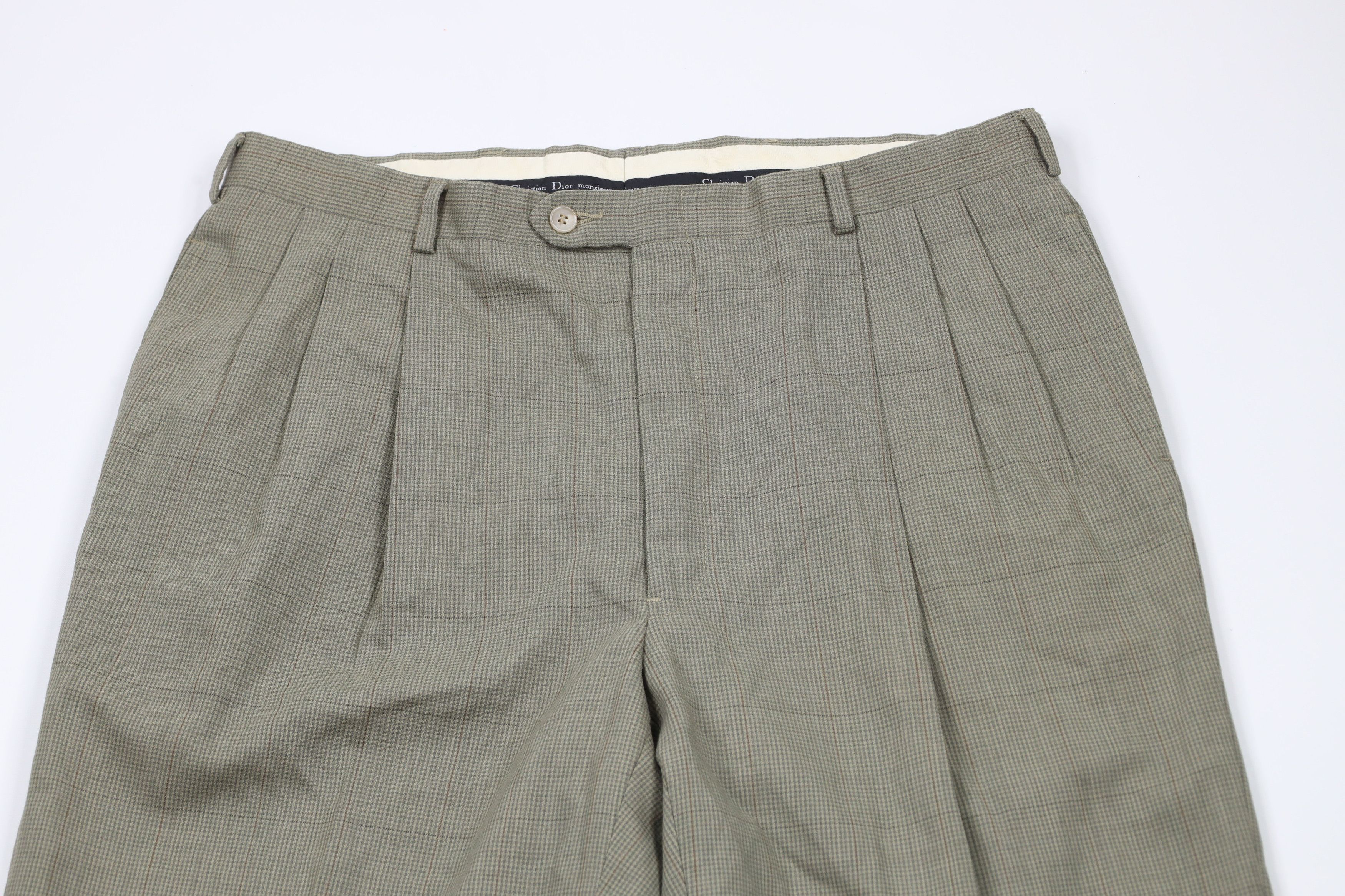 Christian Dior Monsieur × Vintage Vintage 90s Christian Dior Wide Leg Chino Pants Houndstooth Size US 36 / EU 52 - 2 Thumbnail