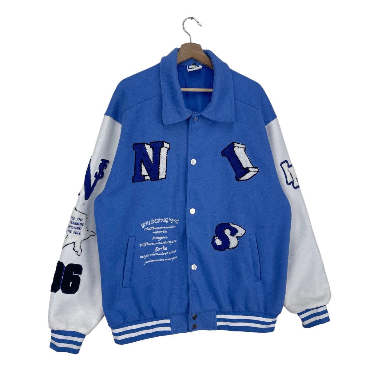 If Six Was Nine × Japanese Brand INS Skeletons Blue Hip Hop Varsity Size US L / EU 52-54 / 3 - 8 Thumbnail