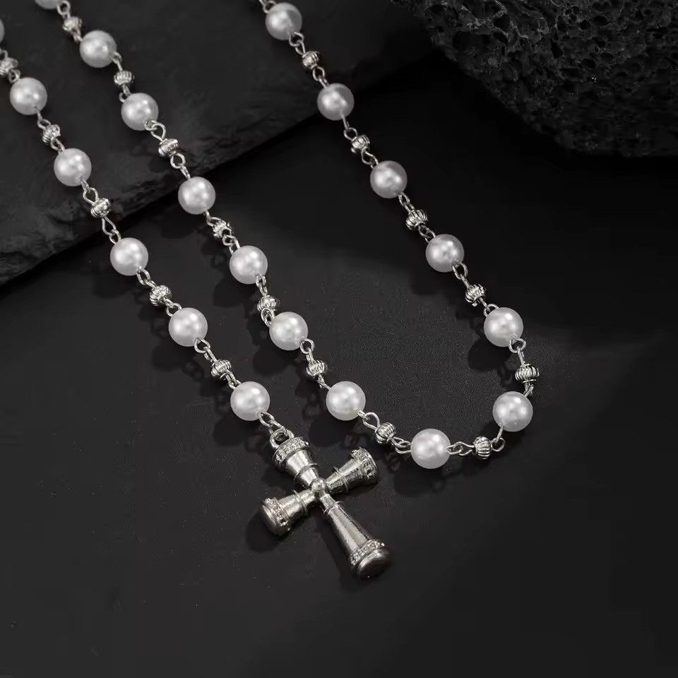 Jewelry Cross Gothic Punk Keychain Pants Chain Pearl Imitation Size ONE SIZE - 3 Thumbnail