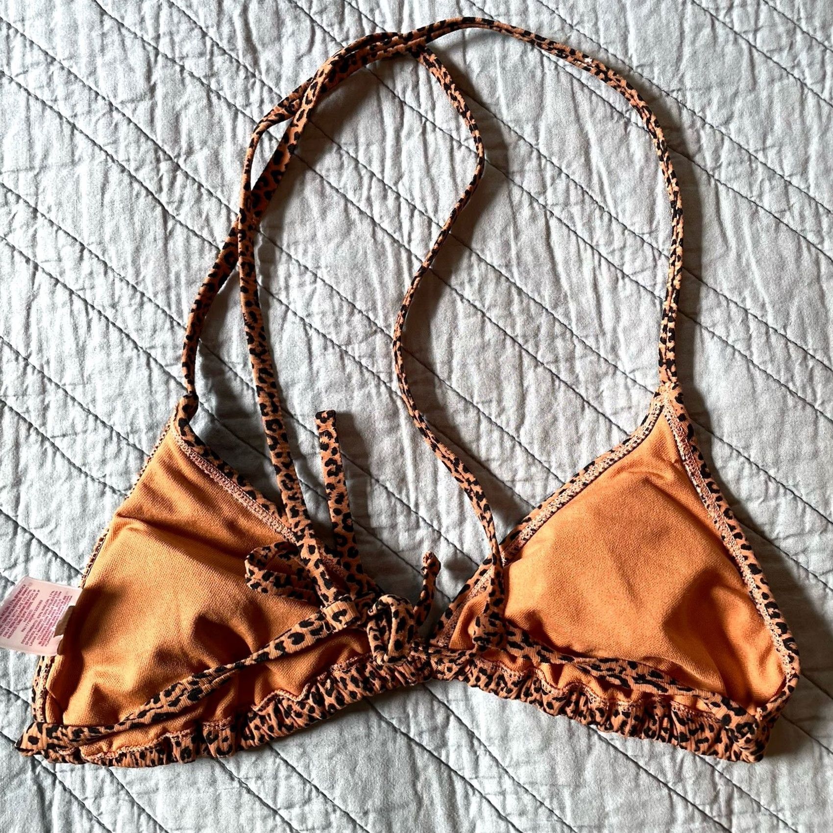 Vintage Xhilaration Juniors Ribbed Triangle Bikini Top Brown Animal Print L Size L / US 10 / IT 46 - 2 Thumbnail