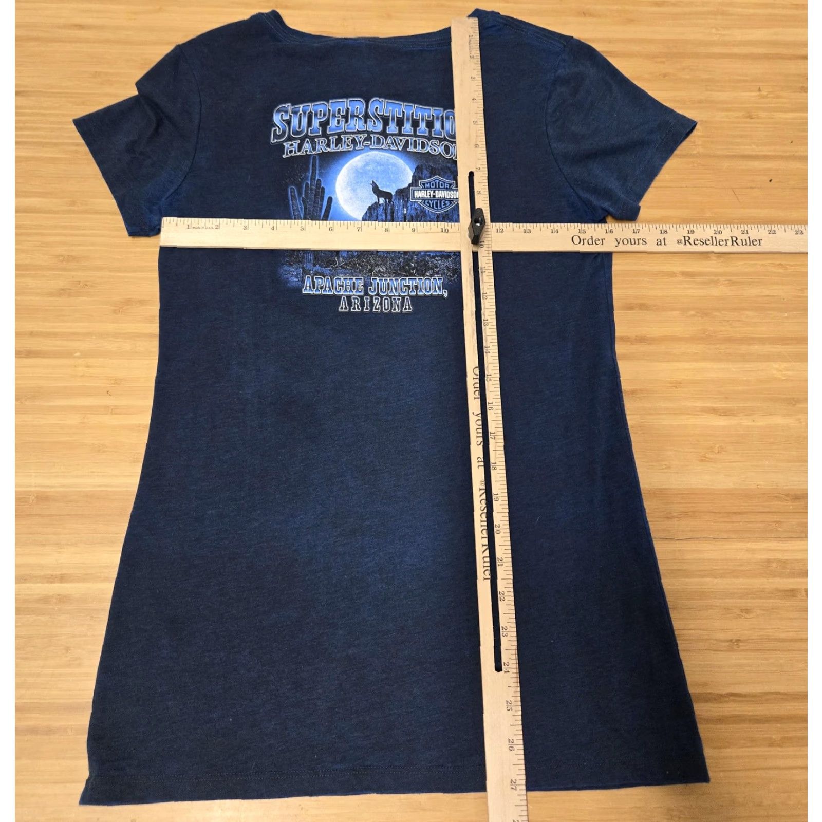 Harley Davidson Harley-Davidson Shirt Womens Medium V-Neck Short Sleeve Blue Superstition Apache Junction Arizona Tee Size M / US 6-8 / IT 42-44 - 6 Thumbnail