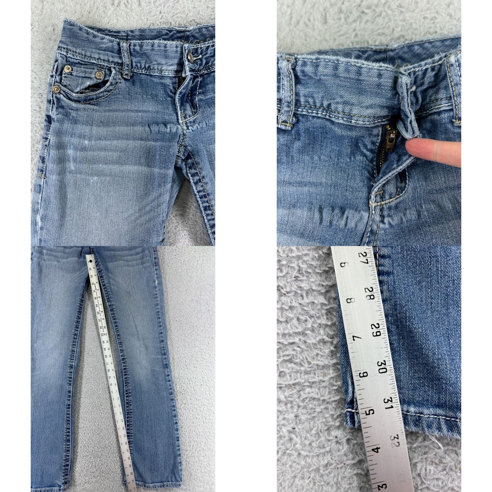 Vintage Maurices Jeans Womens 1 Long Blue Denim Bootcut Pant Adult Regular 26" Inseam 32" Medium Wash Embroidered Cotton Blend Mens Womens Girls Boys Size 25" / US 0 / IT 36 - 8 Thumbnail