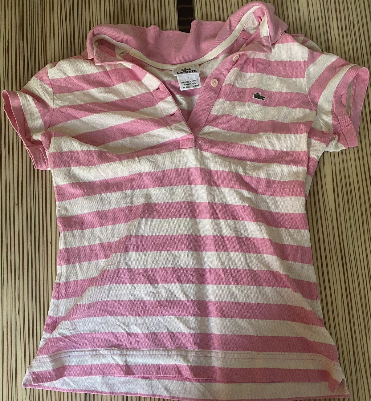 Lacoste Lacoste pink and white striped polo Size M / US 6-8 / IT 42-44 - 1 Thumbnail