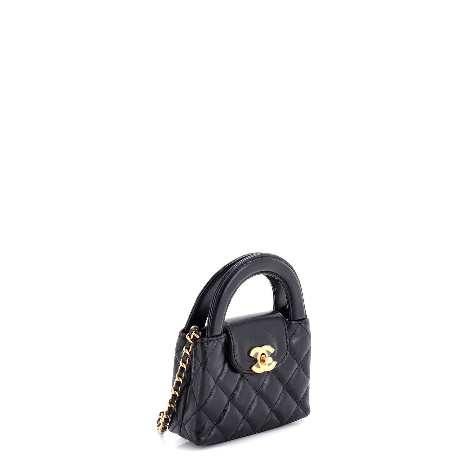 Kelly Top Handle Shopping Bag Quilted Shiny Aged Calfskin Na
