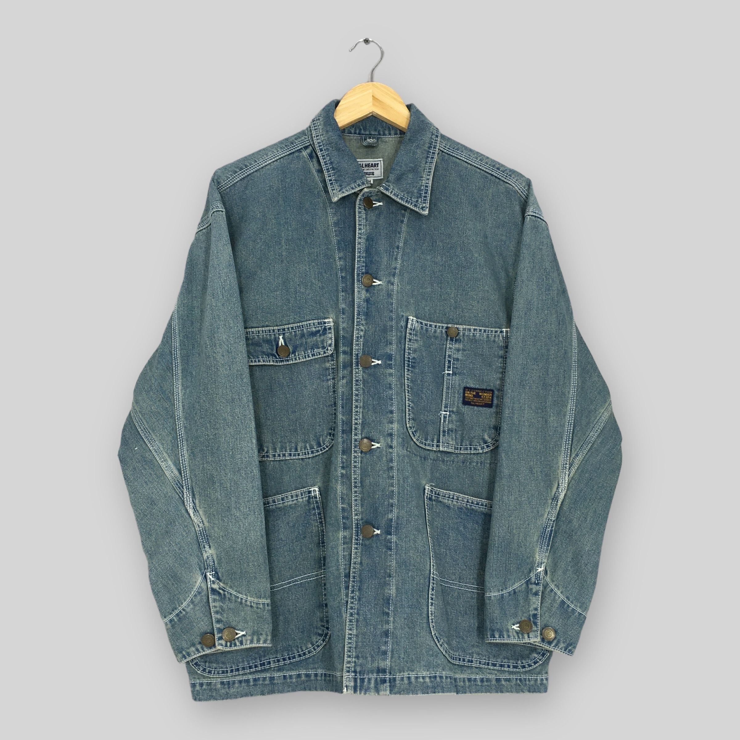 Vintage Vintage 90s GL Heart Union Made Workers Denim Jacket Medium Size US M / EU 48-50 / 2 - 1 Thumbnail