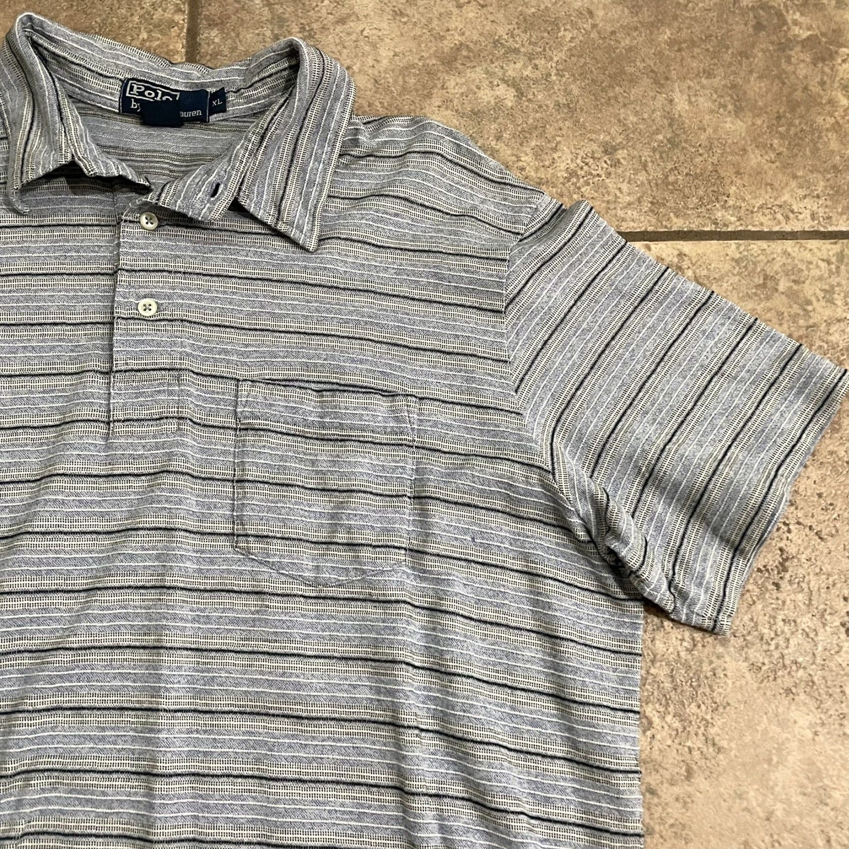 Polo Ralph Lauren Polo Ralph Lauren Striped Polo Shirt 100% Cotton Mens XL Gray Size US XL / EU 56 / 4 - 2 Thumbnail