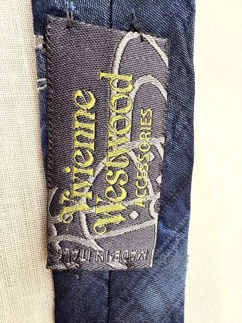Vivienne Westwood Vivienne Westwood Blue Plaid Saturn Planet Embroidered Tie Size ONE SIZE - 6 Thumbnail