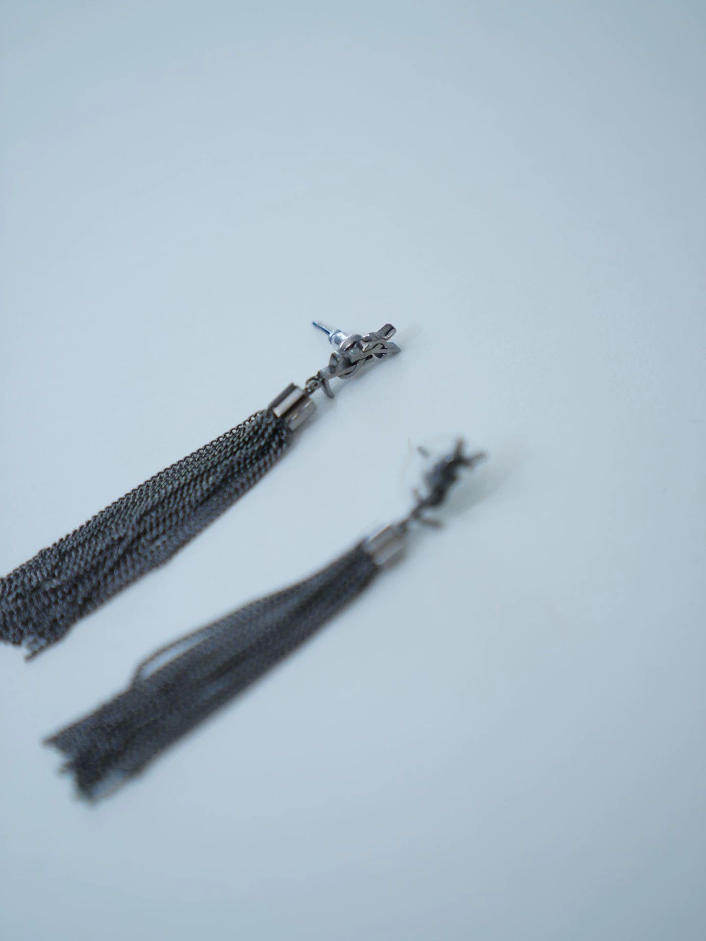Yves Saint Laurent YSL Silver Letter Tassel Earrings Size ONE SIZE - 6 Thumbnail