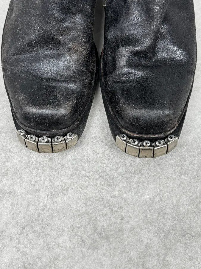 Dsquared2 2000s Dsquared2 Black Rock Metal Ankle Biker Leather Boots Size US 8 / EU 41 - 5 Thumbnail