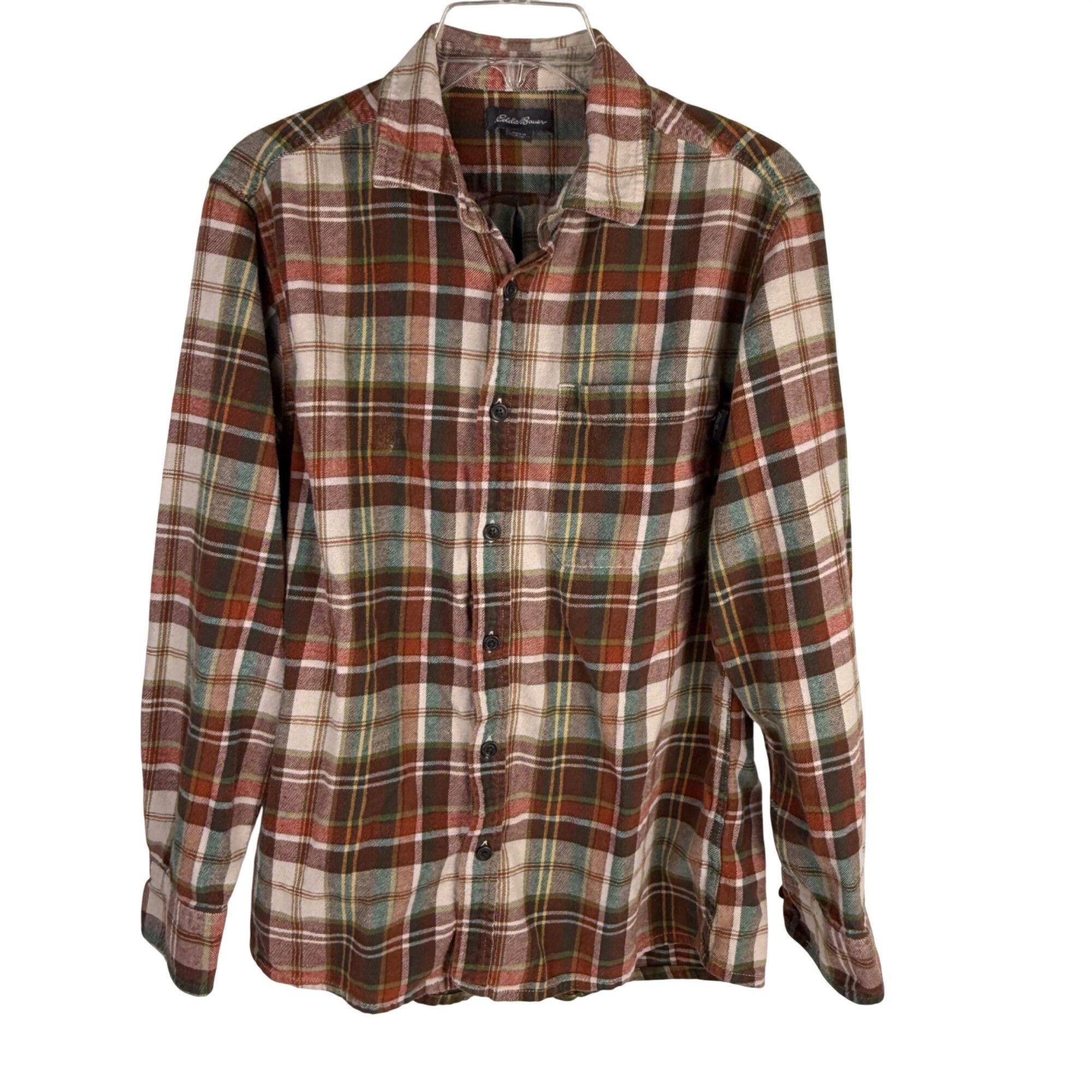 Eddie Bauer Eddie Bauer Women's Brown Multicolor Plaid Flannel Button-Fr Size M / US 6-8 / IT 42-44 - 1 Thumbnail