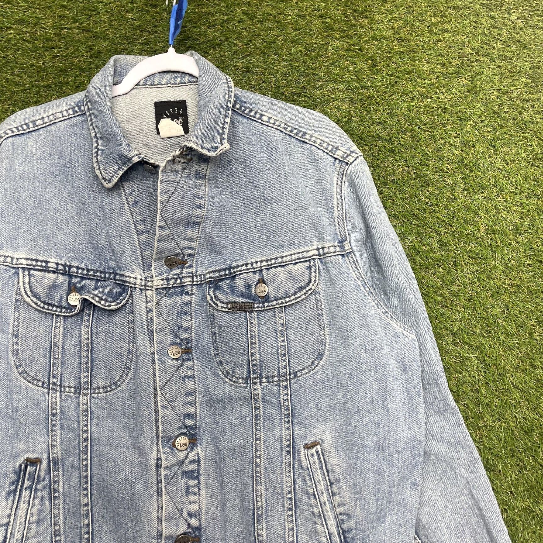Lee VINTAGE Lee Riveted Jacket Mens Large Blue Denim Button Bomber Workwear Trucker Size US L / EU 52-54 / 3 - 2 Thumbnail