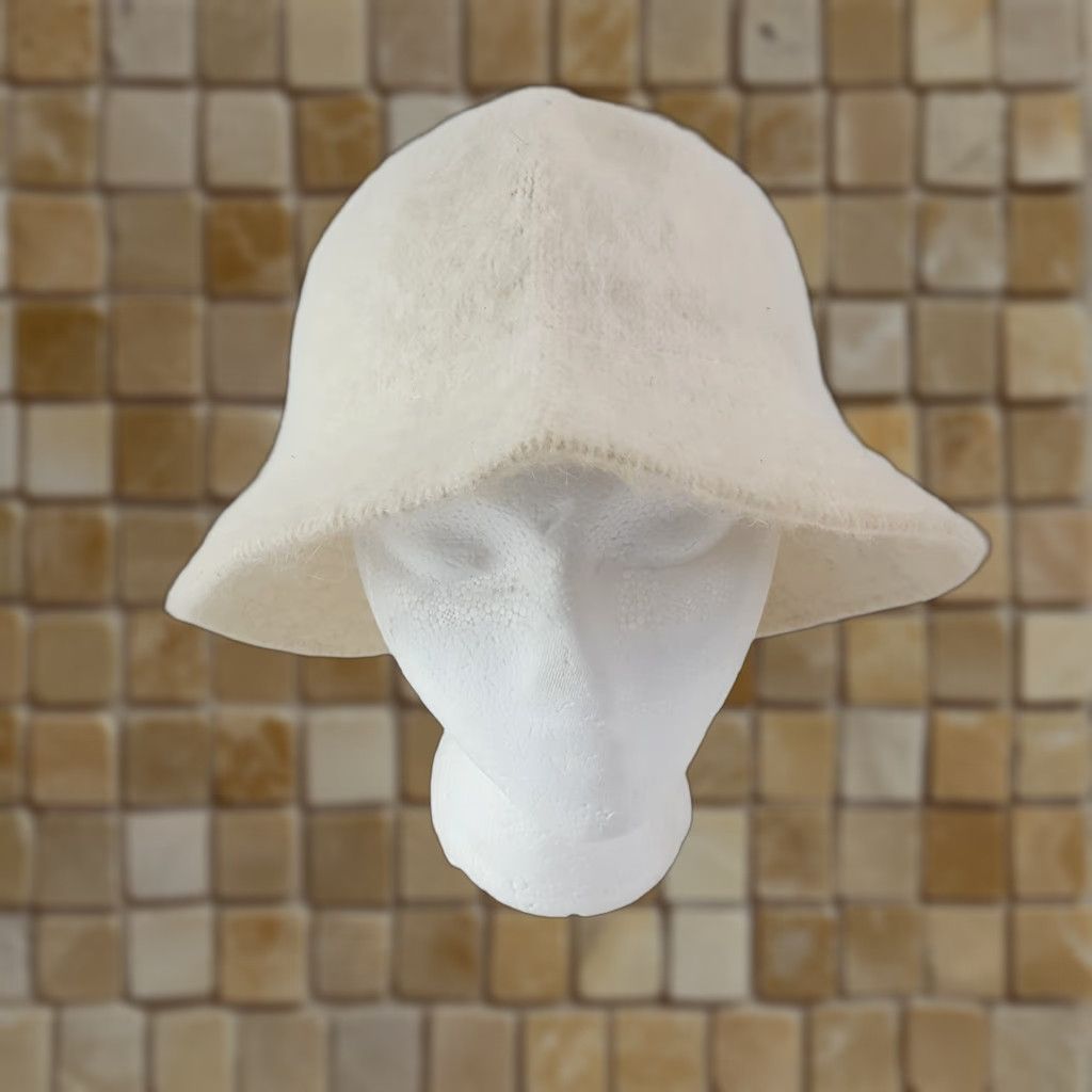 Vintage VINTAGE Y2K Fuzzy Angora Bucket Hat Size M White  display picture 3