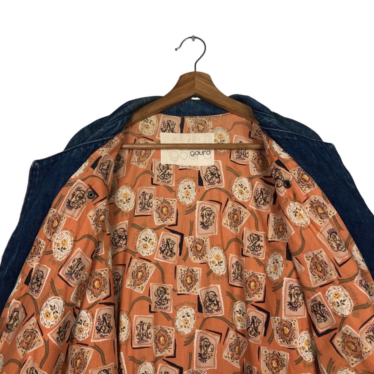 Japanese Brand × Vintage 📌Vtg Denim Bomber Jacket Gourd Double Collar Issey Miyake Size US M / EU 48-50 / 2 - 15 Thumbnail