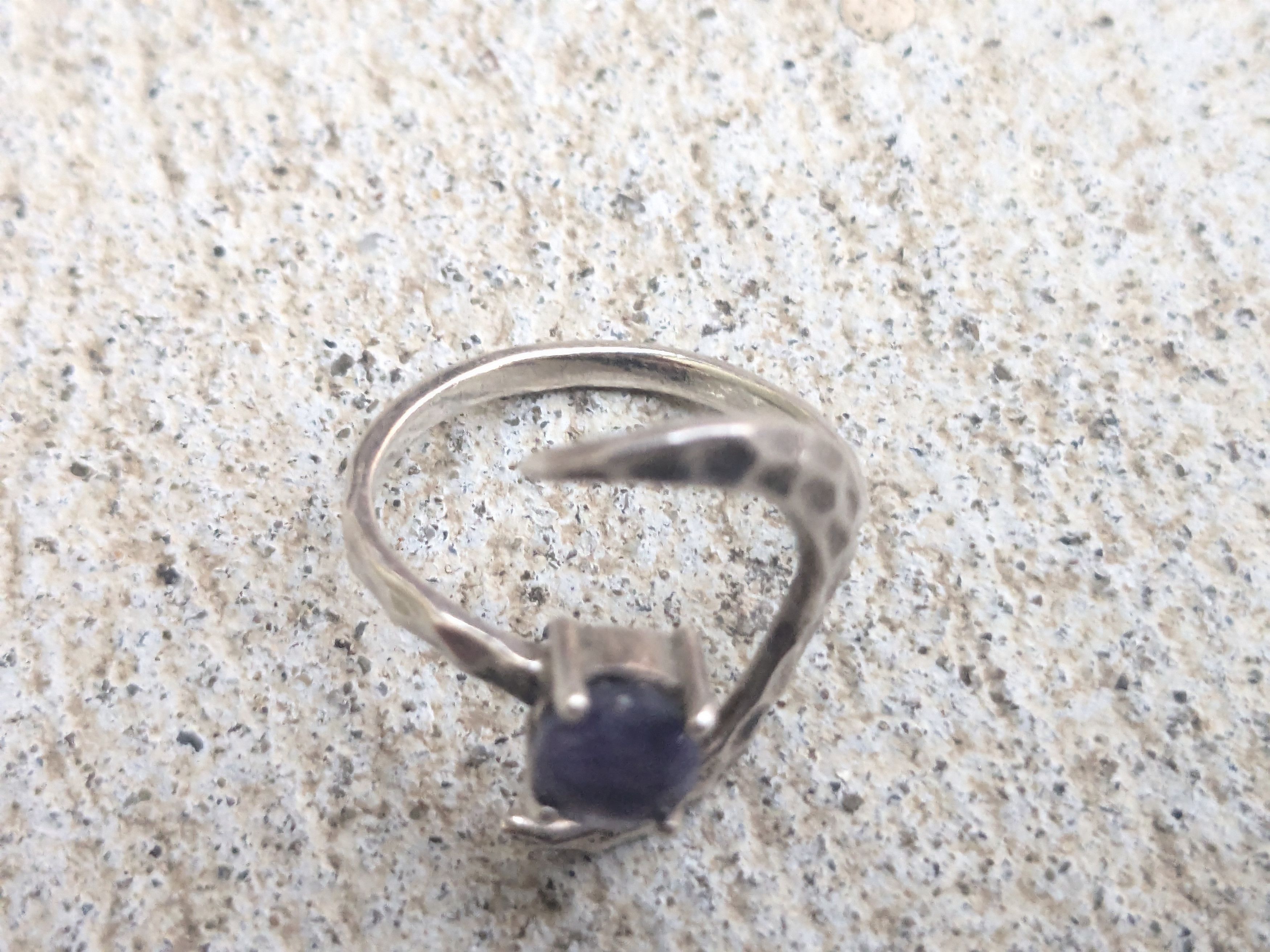 Vintage Vintage Sterling Silver Ring Blue Sodalite Moon Hammered Size ONE SIZE - 7 Thumbnail