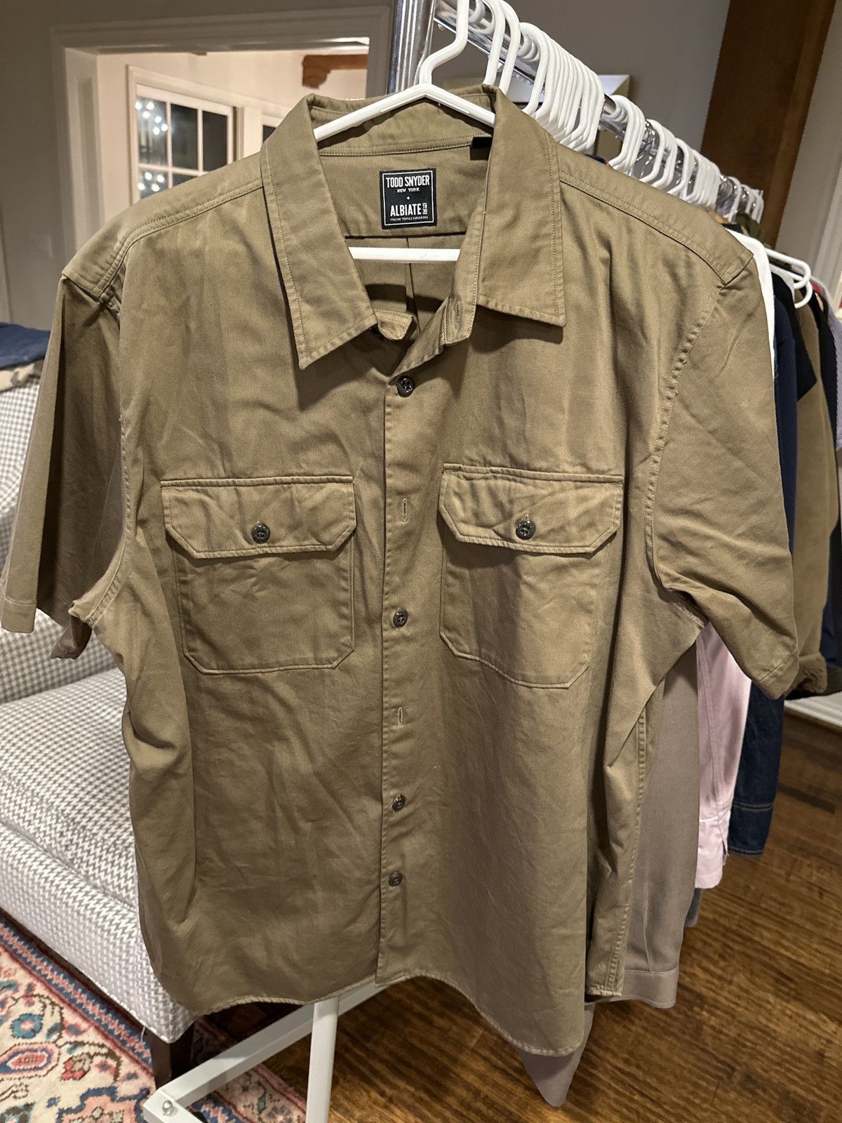 image of Todd Snyder X Albiate Short Sleeve XL in Olive, Men's